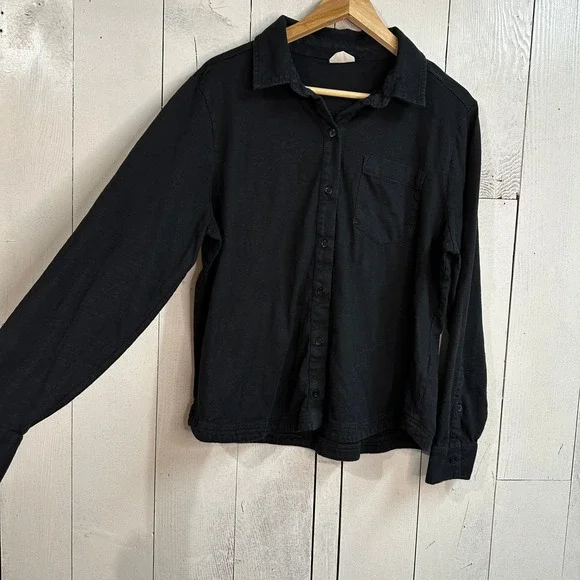 Pact Black Long Sleeve Button Up Shirt 100% Organic Cotton Women's Size L - Picture 6 of 6